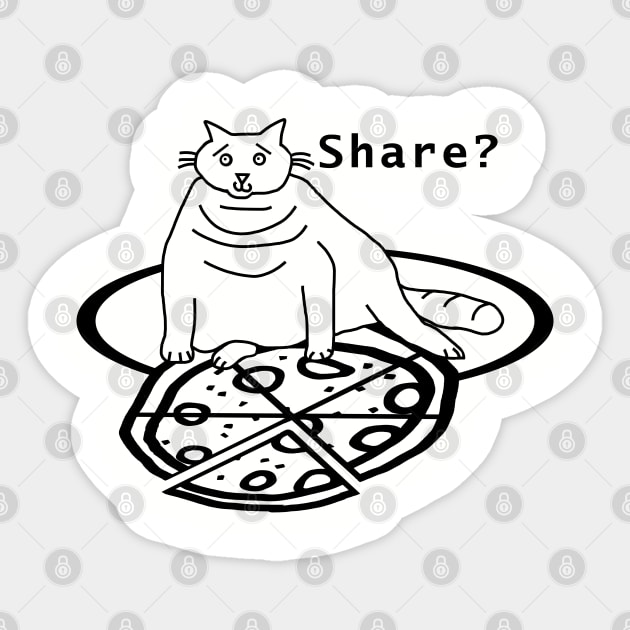 Chonky Cat finds Pizza Outline Sticker by ellenhenryart